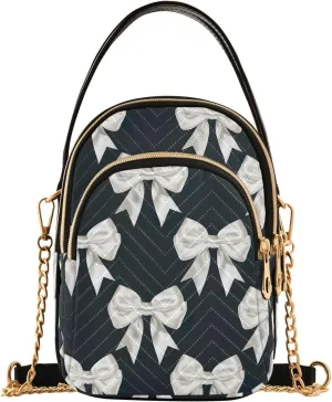 Black White Bow-knot Small Crossbody Bags for Women Adjustable Strap Purses Travel Handbags 20858125