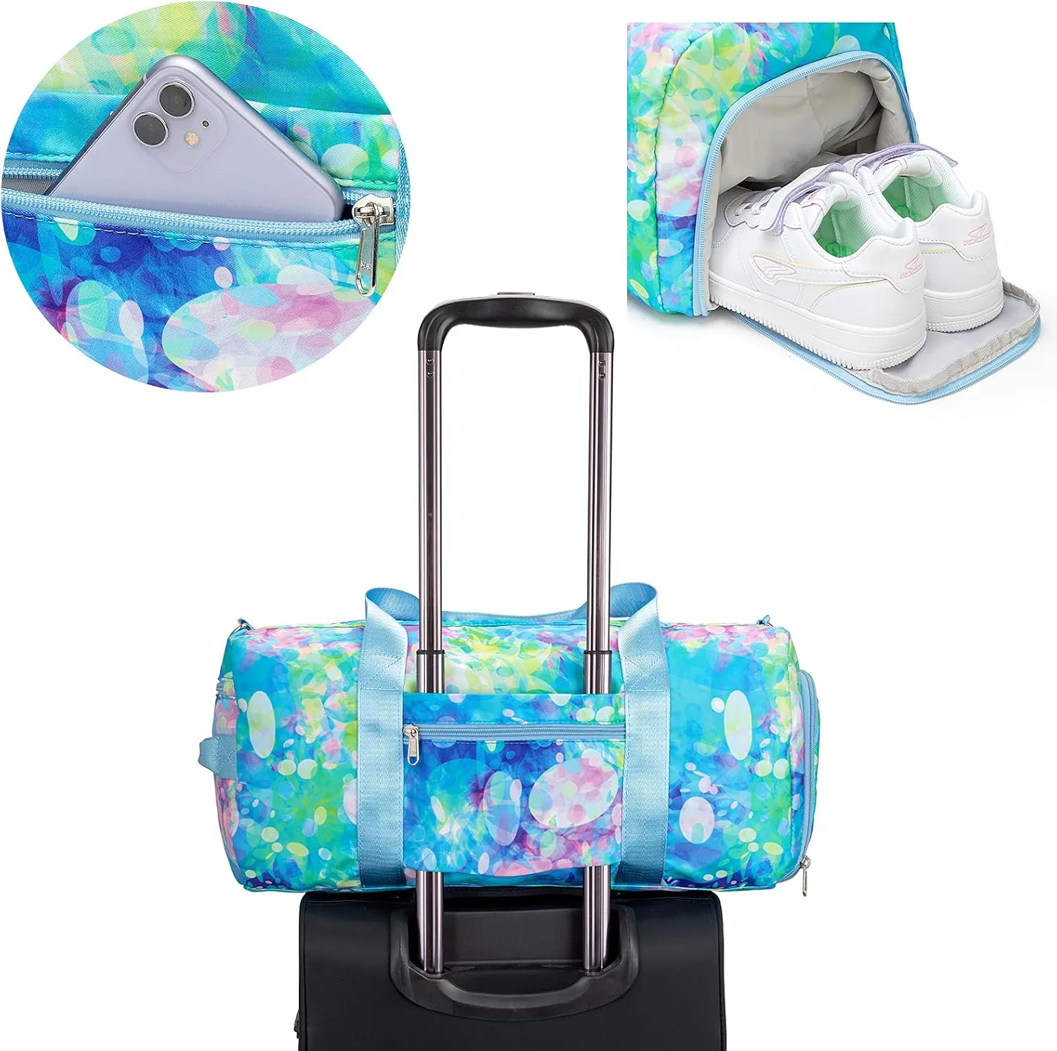 BLUBOON Duffle Bag Girls Kids Cute Gym Bag with Shoes Compartment & Wet Separation Waterproof Sports Overnight Travel Bag