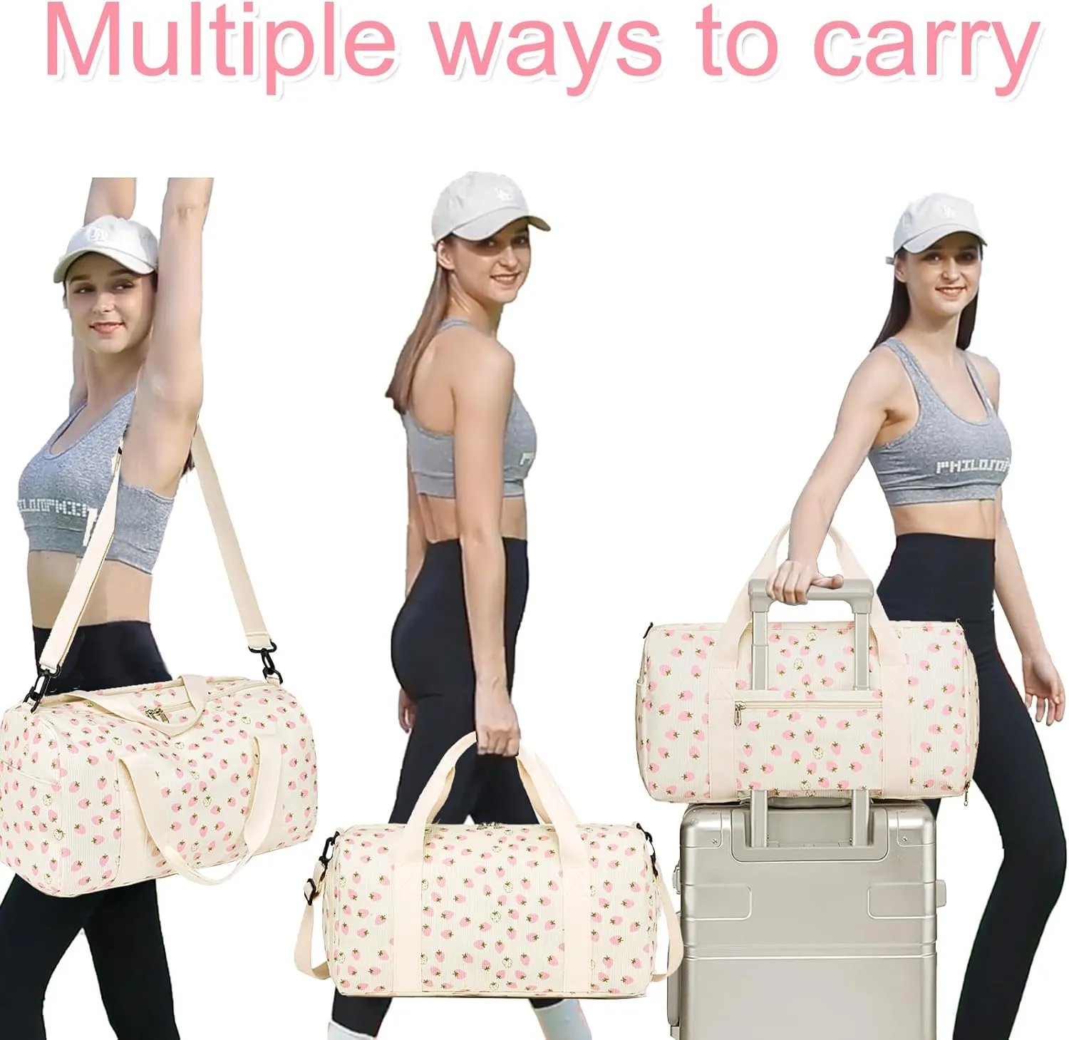 BLUBOON Duffle Bag Girls Kids Cute Gym Bag with Shoes Compartment & Wet Separation Waterproof Sports Overnight Travel Bag