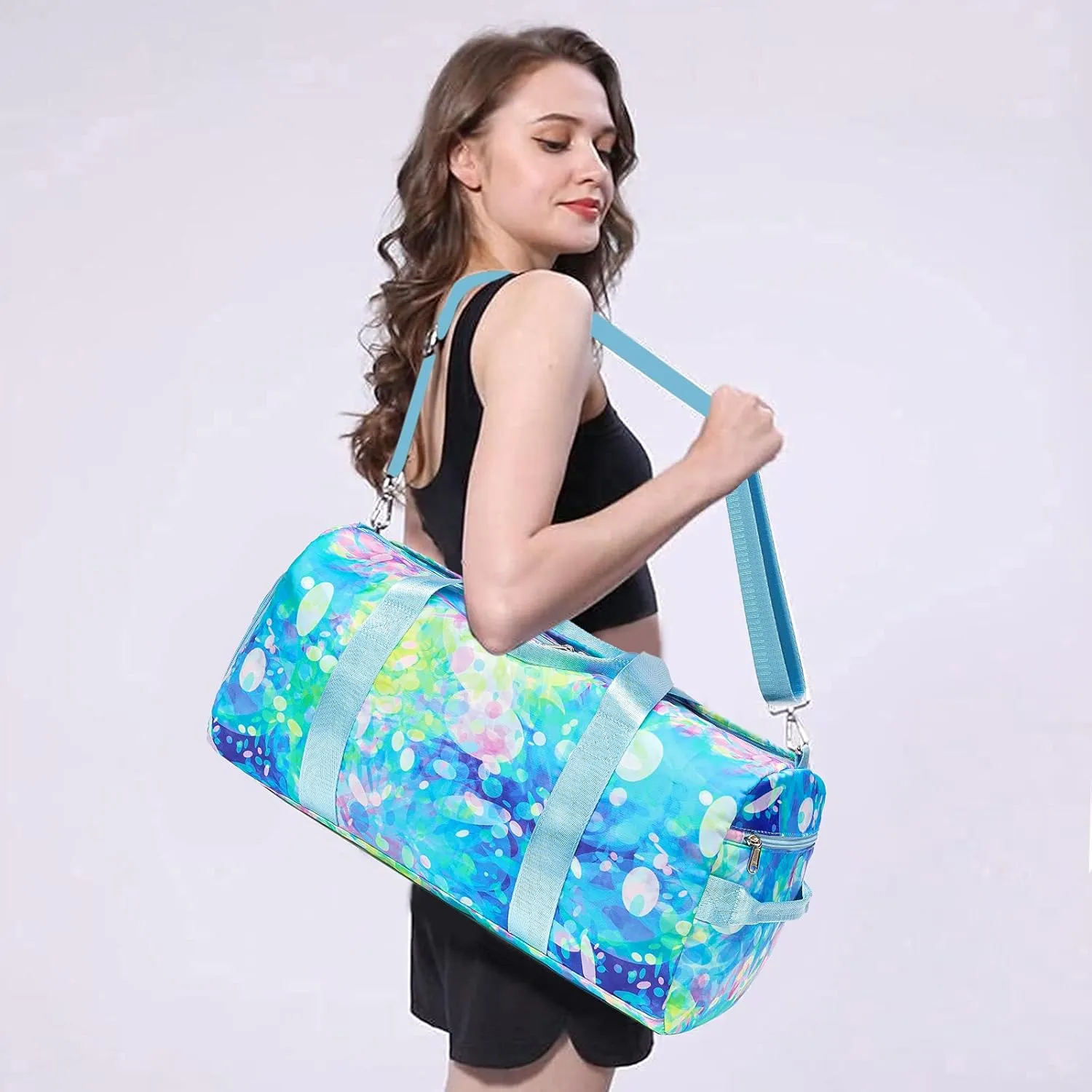 BLUBOON Duffle Bag Girls Kids Cute Gym Bag with Shoes Compartment & Wet Separation Waterproof Sports Overnight Travel Bag