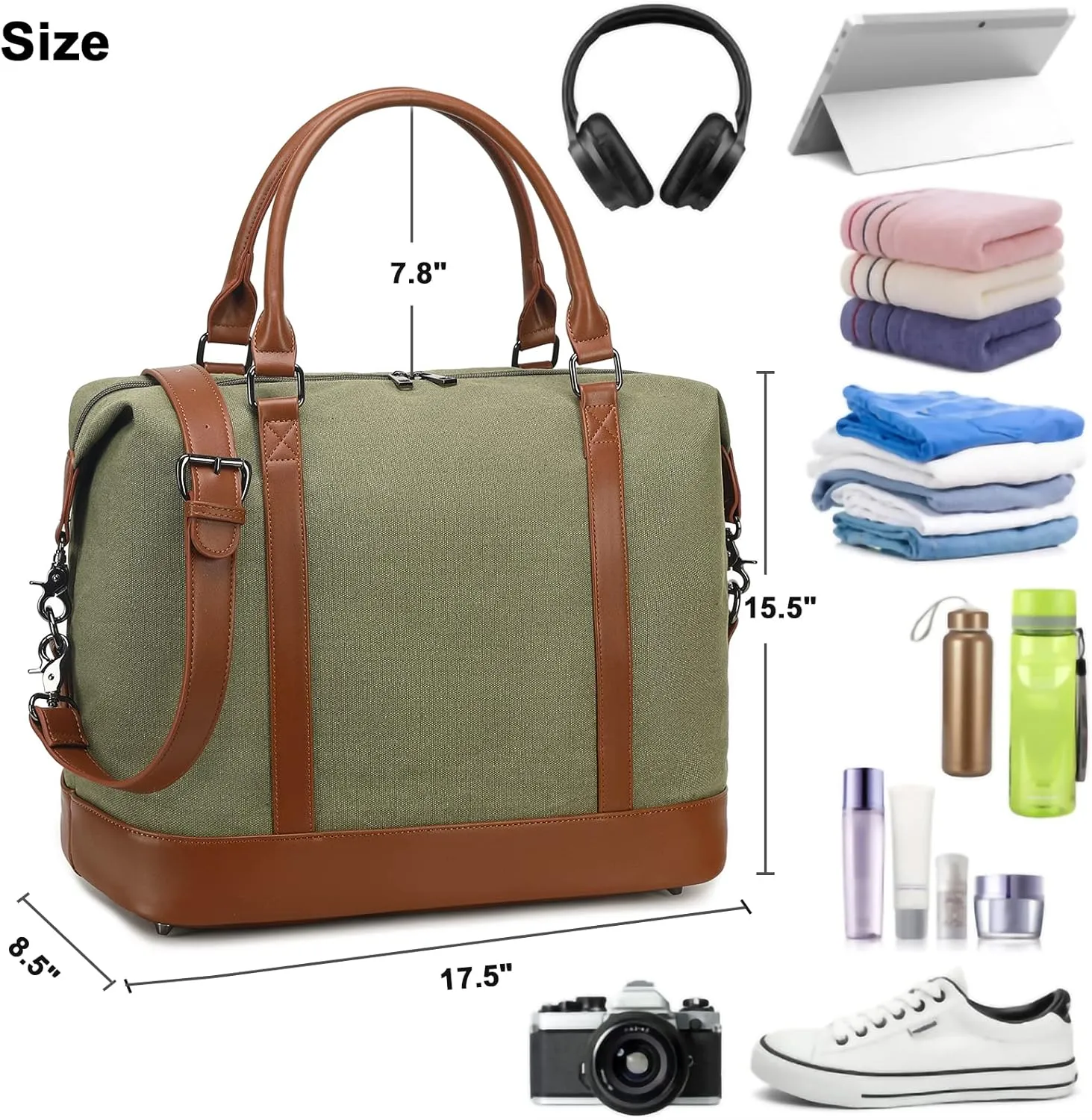 BLUBOON Travel Tote Bags with Zipper Ladies Canvas Bag Weekender Overnight Bag for Women Carry on Duffel Bag Trolley Sleeve