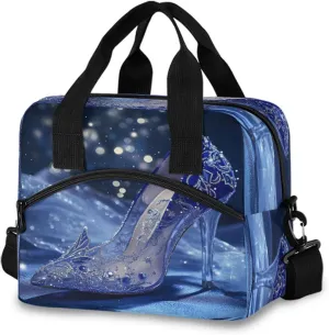 Blue Crystal High Heel Shoes Lunch Box for Men Women Adults Insulated Lunch Bag Cooler Bag with Adjustable Shoulder Strap for Work Picnic Travel