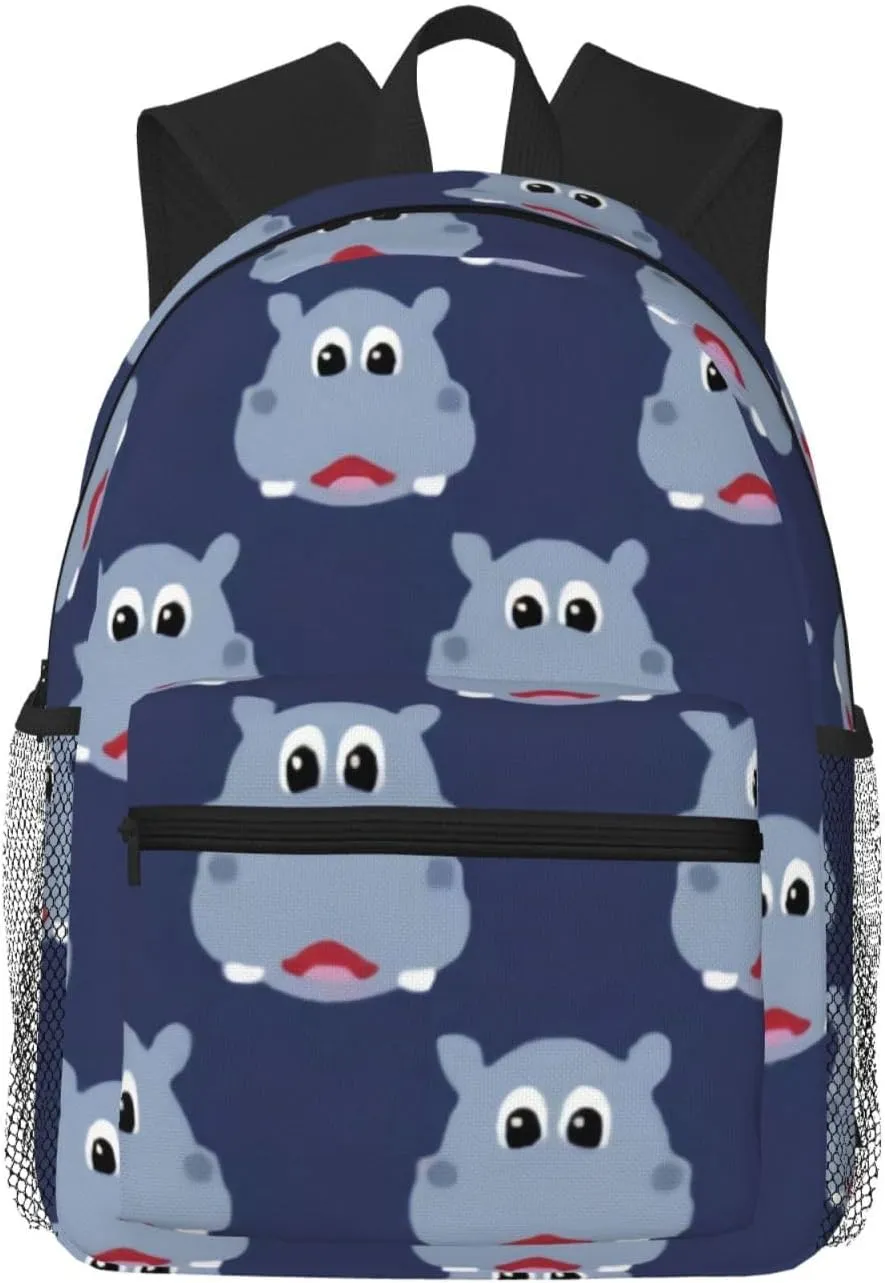 Blue Hippopotamus Lightweight Packable Backpack Travel Casual Hiking Daypack Foldable Backpack For Men Women