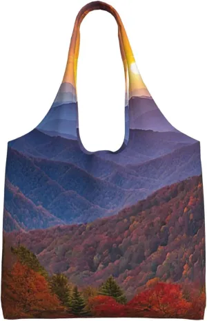 (Blue Ridge Parkway Mountains) Large Tote Shoulder Bag Fashion Canvas Handbag Reusable Shopping Bag Travel Bag For Women