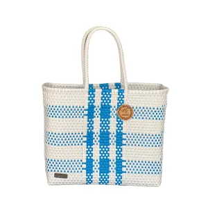 Blue white checkered tote