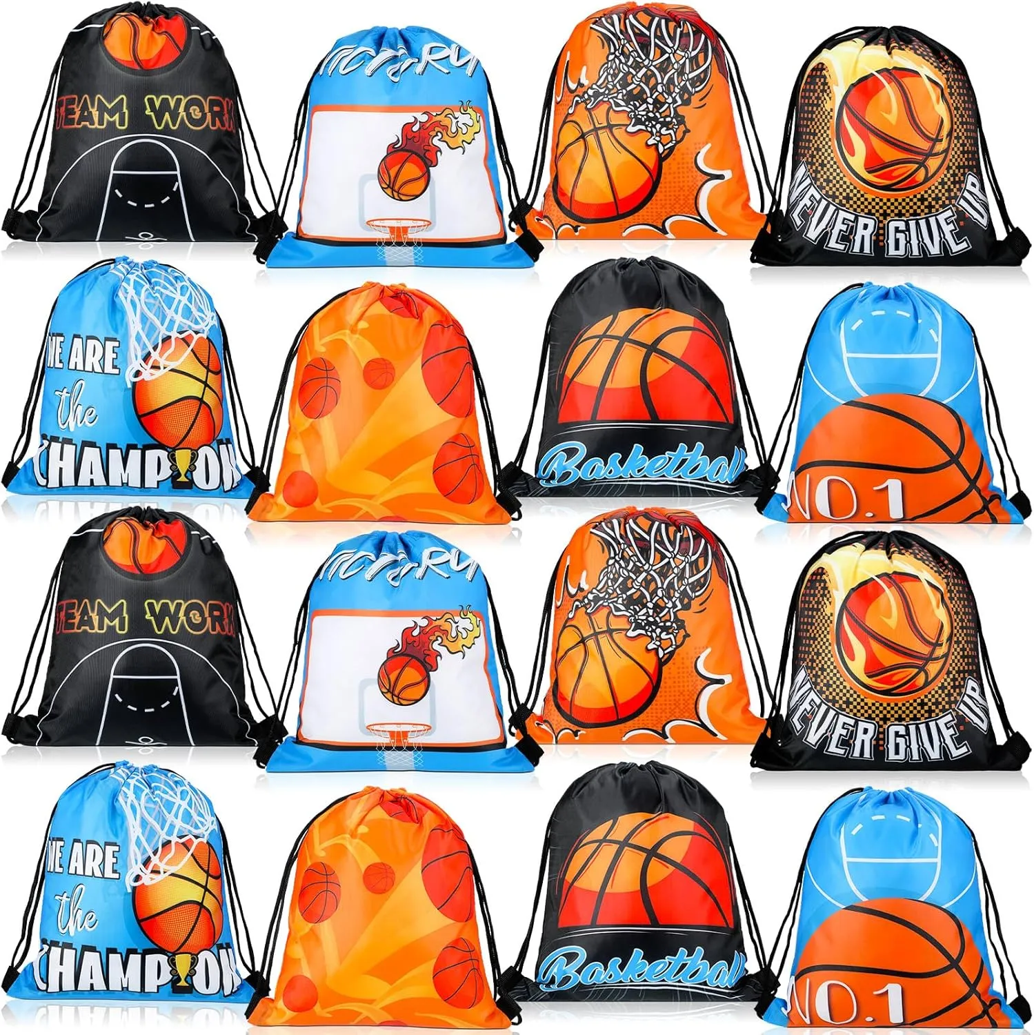 Boao 16 Pieces Basketball Gift Bags Party Favors Drawstring Bag Basketball Goodie Candy Snack Bag for Birthday Party Supplies