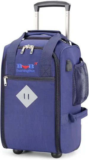 Boardingblue 17x10x9 Inches United Airlines Rolling Personal Item Under Seat Duffle Bag Luggage Suitable For Major Airlines Including Spirit, and Frontier Airline (Navy)