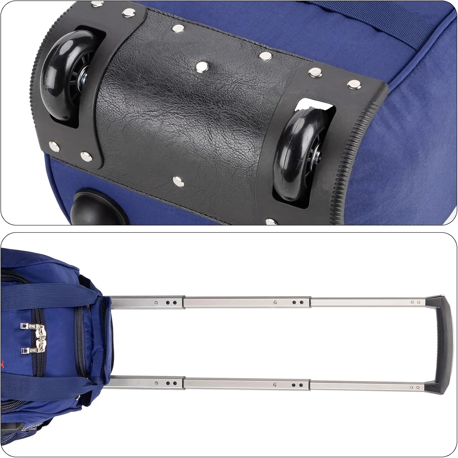 Boardingblue 17x10x9 Inches United Airlines Rolling Personal Item Under Seat Duffle Bag Luggage Suitable For Major Airlines Including Spirit, and Frontier Airline (Navy)