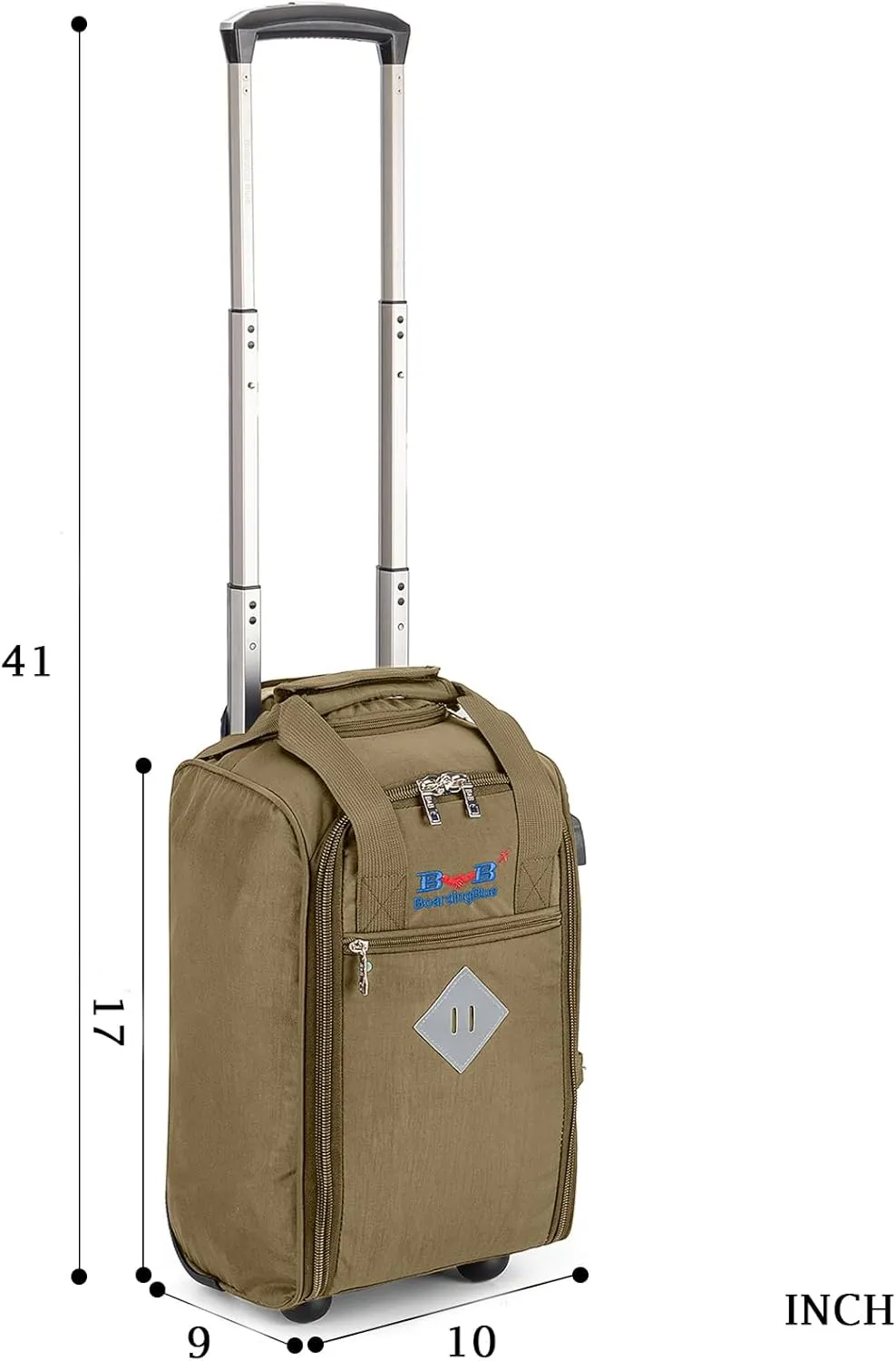 Boardingblue 17x10x9 Inches United Airlines Rolling Personal Item Under Seat Duffle Bag Luggage Suitable For Major Airlines Including Spirit, and Frontier Airline