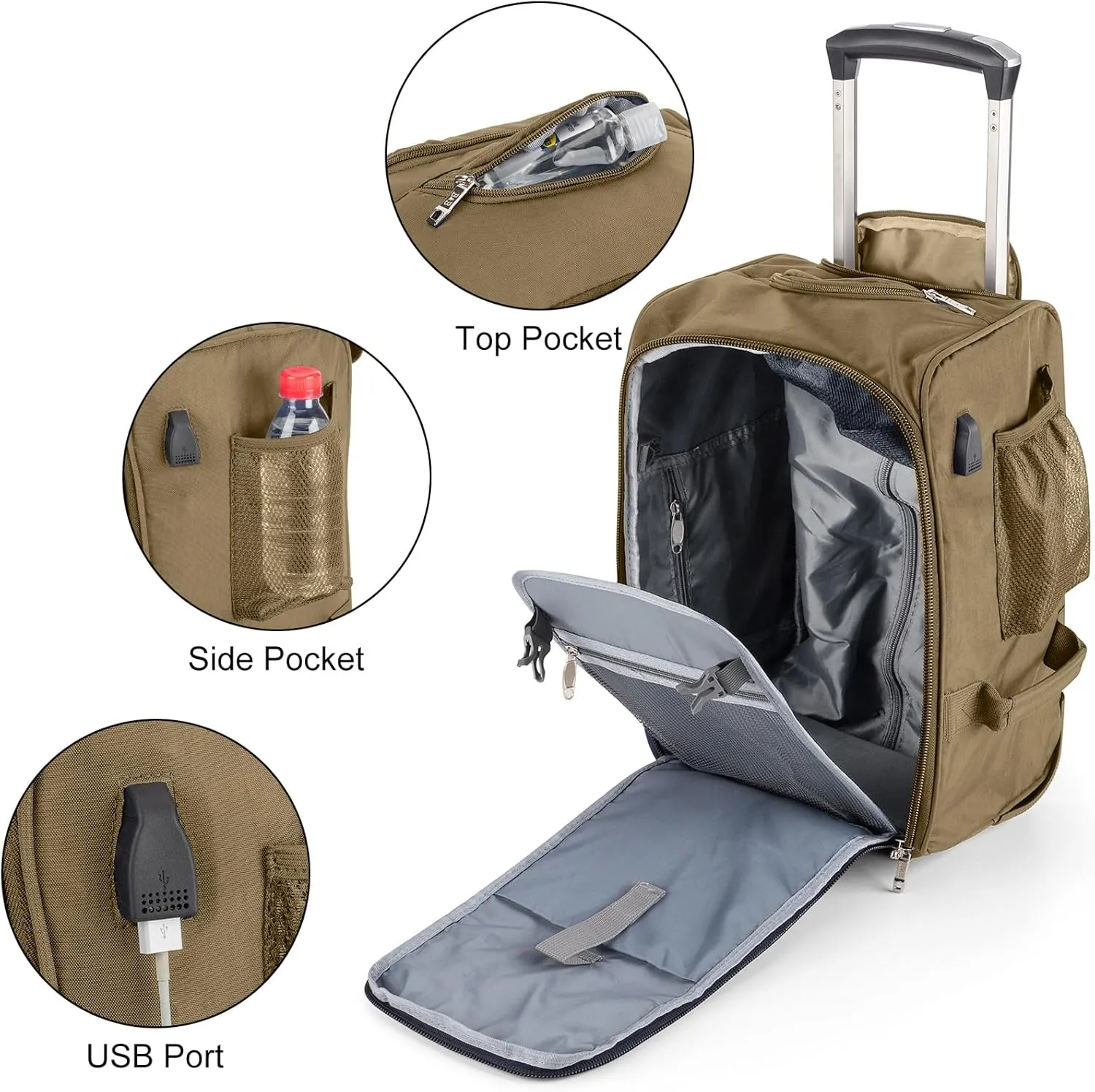 Boardingblue 17x10x9 Inches United Airlines Rolling Personal Item Under Seat Duffle Bag Luggage Suitable For Major Airlines Including Spirit, and Frontier Airline