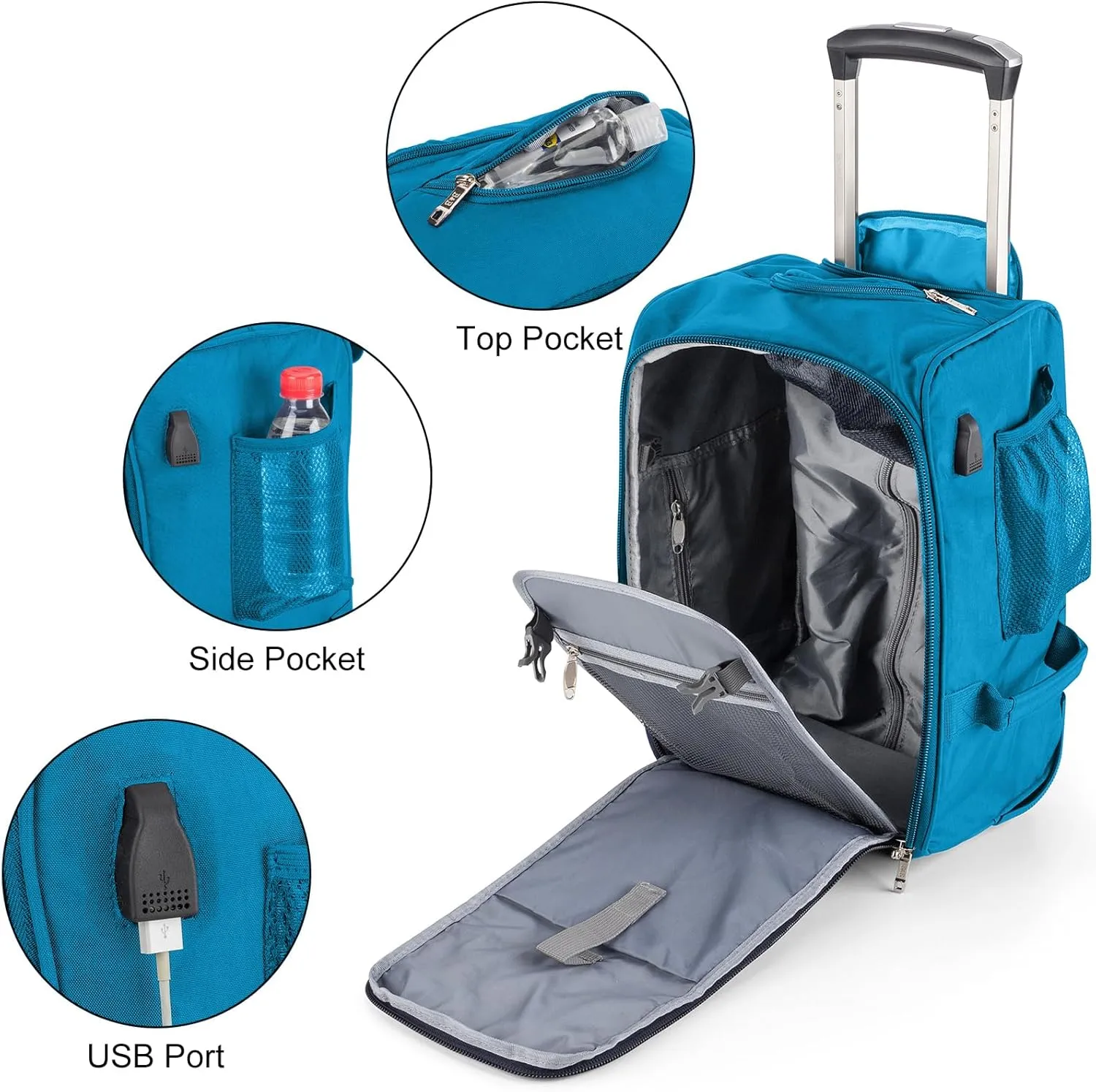 Boardingblue 17x10x9 Inches United Airlines Rolling Personal Item Under Seat Duffle Bag Luggage Suitable For Major Airlines Including Spirit, and Frontier Airline