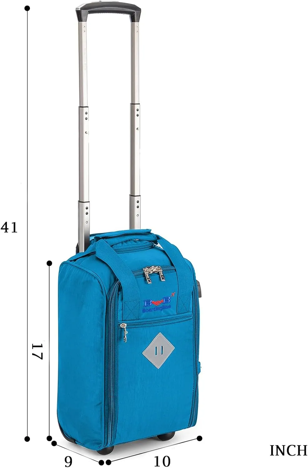 Boardingblue 17x10x9 Inches United Airlines Rolling Personal Item Under Seat Duffle Bag Luggage Suitable For Major Airlines Including Spirit, and Frontier Airline