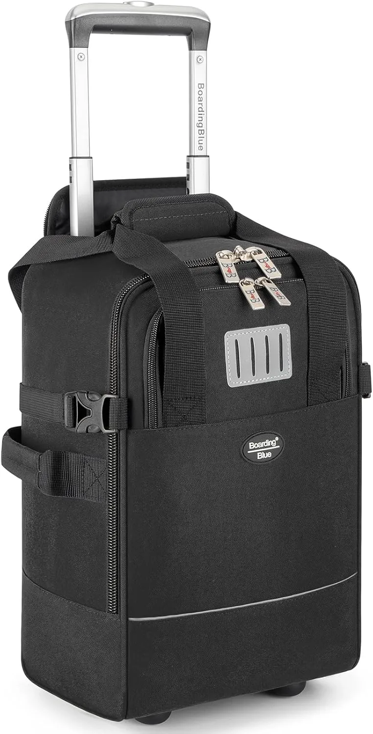 Boardingblue 17x10x9 Inches United Airlines Rolling Personal Item Under Seat Duffle Bag Luggage Suitable For Major Airlines Including Spirit and Frontier (Black, 17x10x9 Inches)