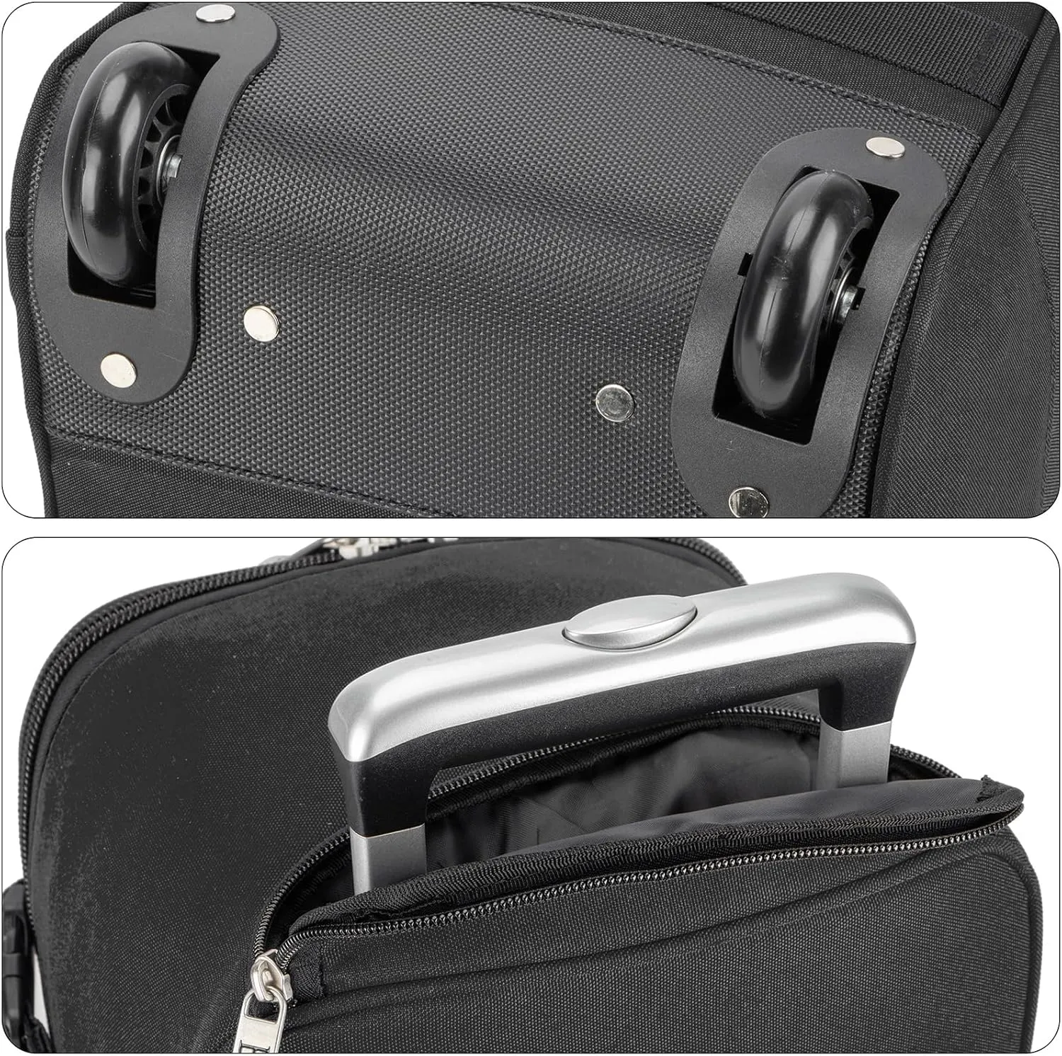 Boardingblue 17x10x9 Inches United Airlines Rolling Personal Item Under Seat Duffle Bag Luggage Suitable For Major Airlines Including Spirit and Frontier (Black, 17x10x9 Inches)