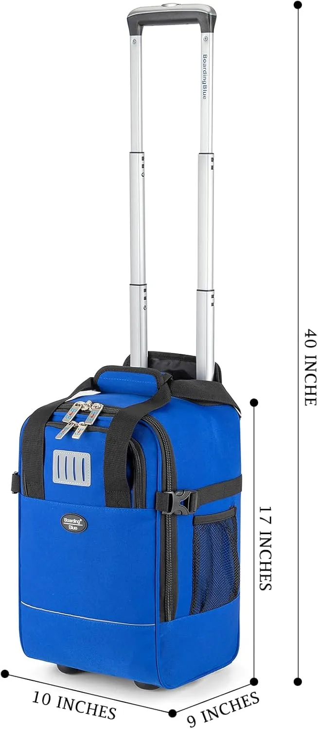 Boardingblue 17x10x9 Inches United Airlines Rolling Personal Item Under Seat Duffle Bag Luggage Suitable For Major Airlines Including Spirit and Frontier (Navy, 17x10x9 Inches)