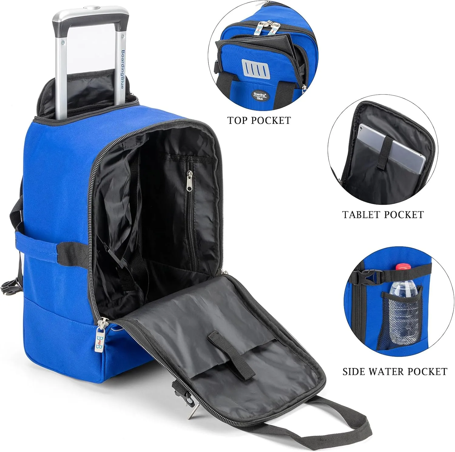 Boardingblue 17x10x9 Inches United Airlines Rolling Personal Item Under Seat Duffle Bag Luggage Suitable For Major Airlines Including Spirit and Frontier (Navy, 17x10x9 Inches)