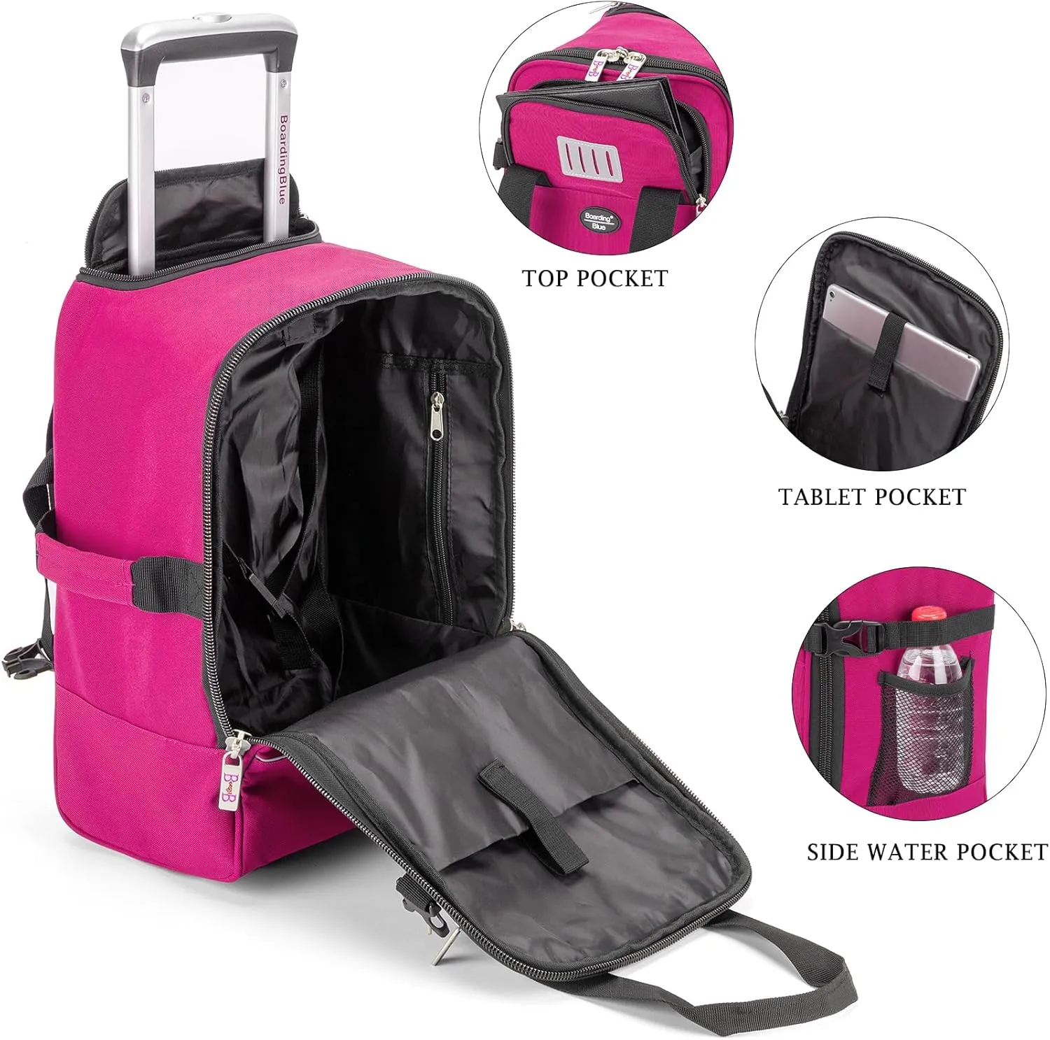 Boardingblue 17x10x9 Inches United Airlines Rolling Personal Item Under Seat Duffle Bag Luggage Suitable For Major Airlines Including Spirit and Frontier (Purple, 17x10x9 Inches)