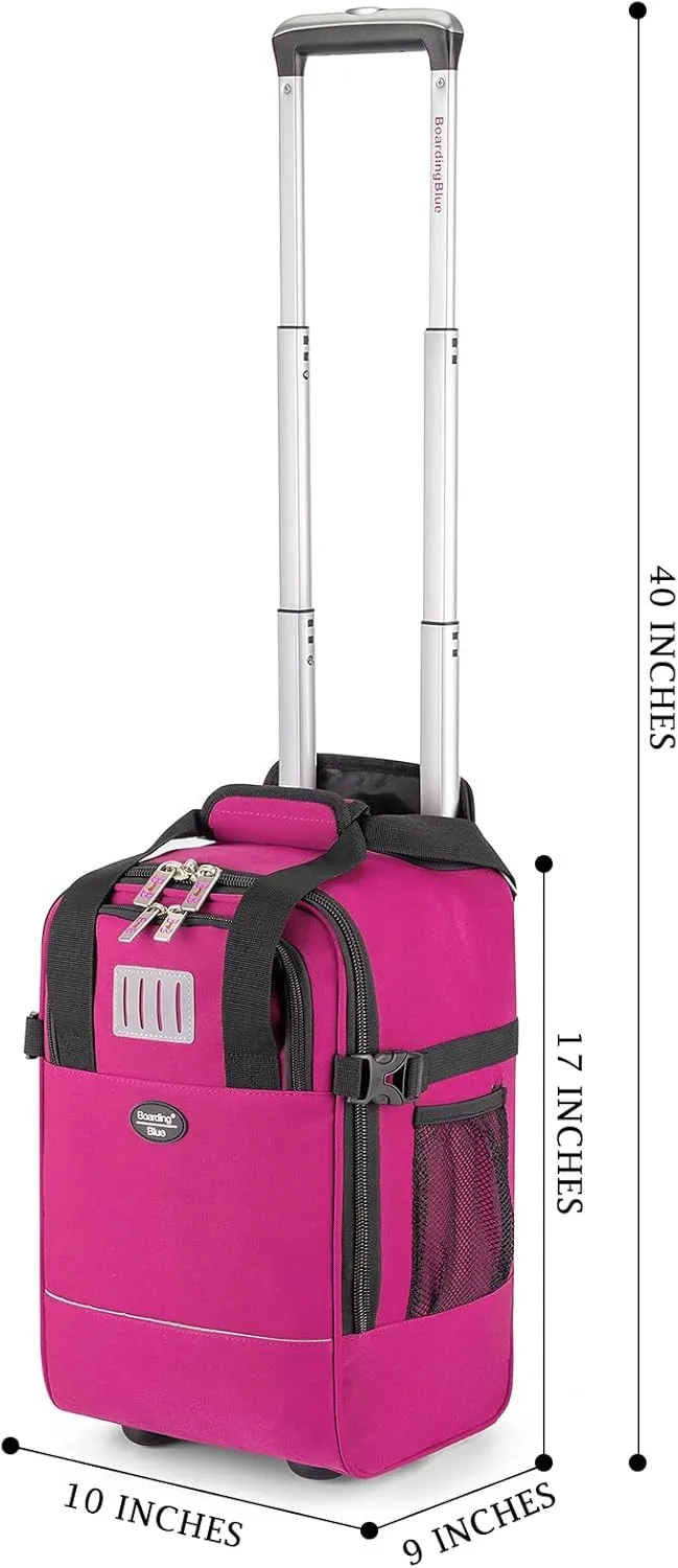 Boardingblue 17x10x9 Inches United Airlines Rolling Personal Item Under Seat Duffle Bag Luggage Suitable For Major Airlines Including Spirit and Frontier (Purple, 17x10x9 Inches)