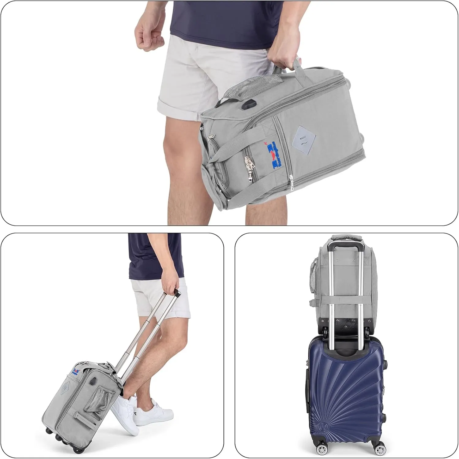 Boardingblue 17x10x9 Inches United Airlines Rolling Personal Item Under Seat Duffle Bag Luggage Suitable For Major Airlines Including Spirit and Frontier.