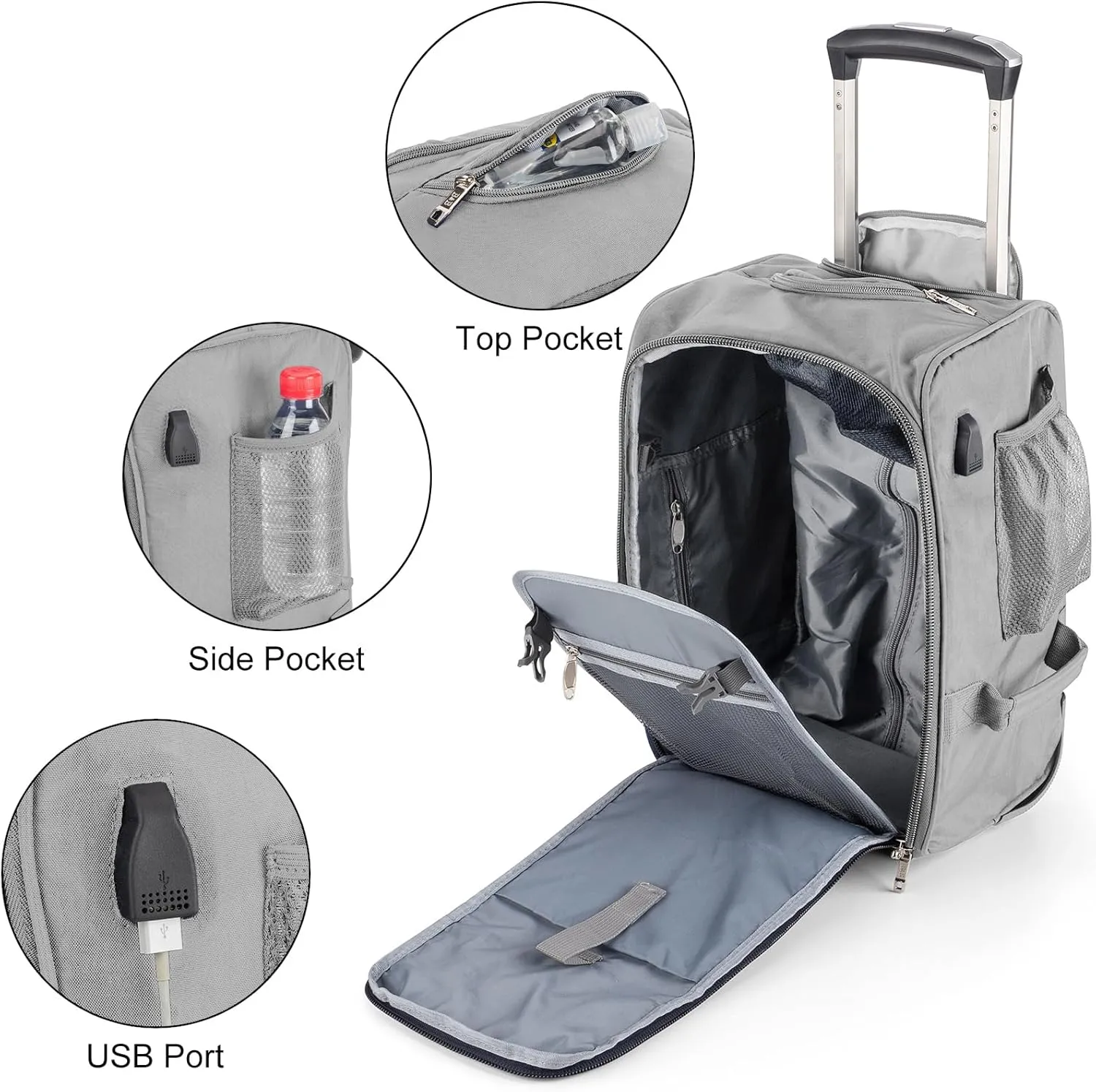 Boardingblue 17x10x9 Inches United Airlines Rolling Personal Item Under Seat Duffle Bag Luggage Suitable For Major Airlines Including Spirit and Frontier.