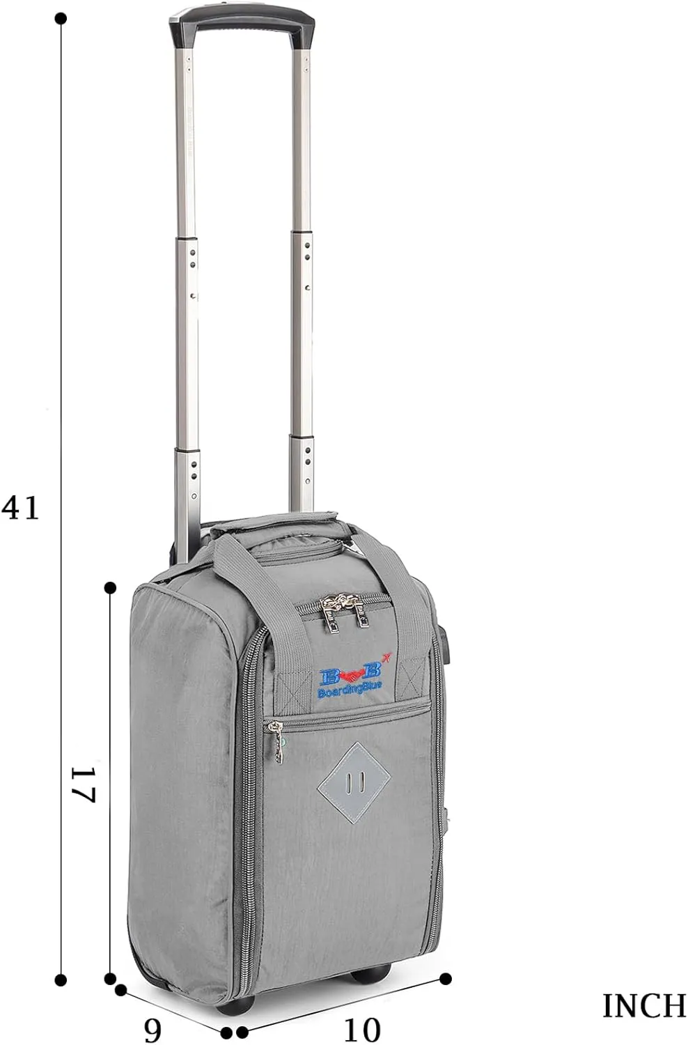 Boardingblue 17x10x9 Inches United Airlines Rolling Personal Item Under Seat Duffle Bag Luggage Suitable For Major Airlines Including Spirit and Frontier.