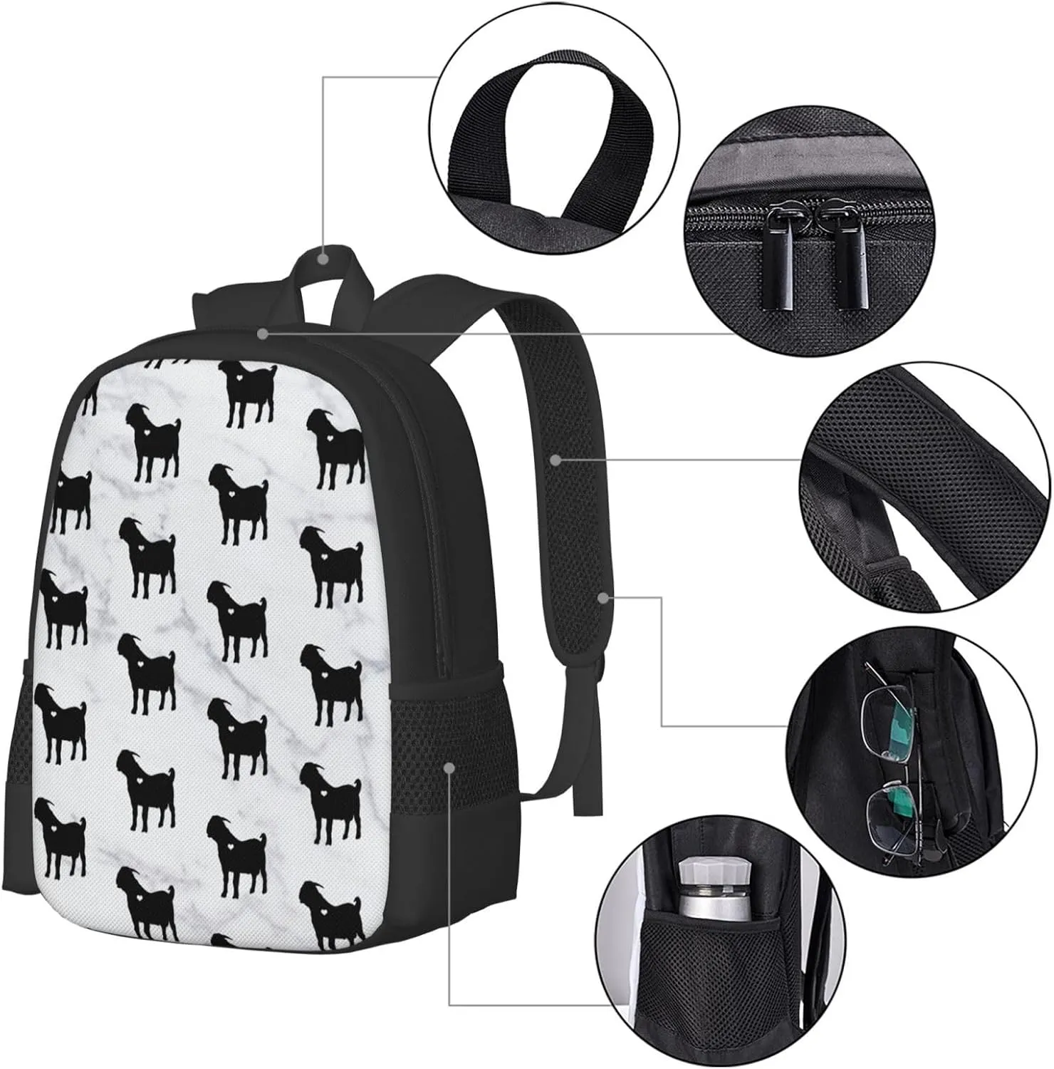 Boer Goat Silhouette Classic Large Capacity Travel Backpack, Men Women Fashion Outdoor Camping Bag