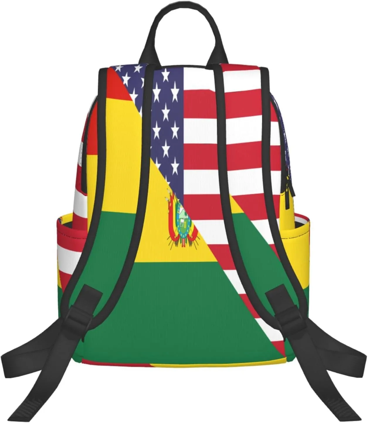 Bolivian American Flag Bolivia Half Casual Backpacks Large Capacity Laptop Backpack Sports Fitness Rucksack Travel Carry-On Daypack Work Bag for Outdoor Camping