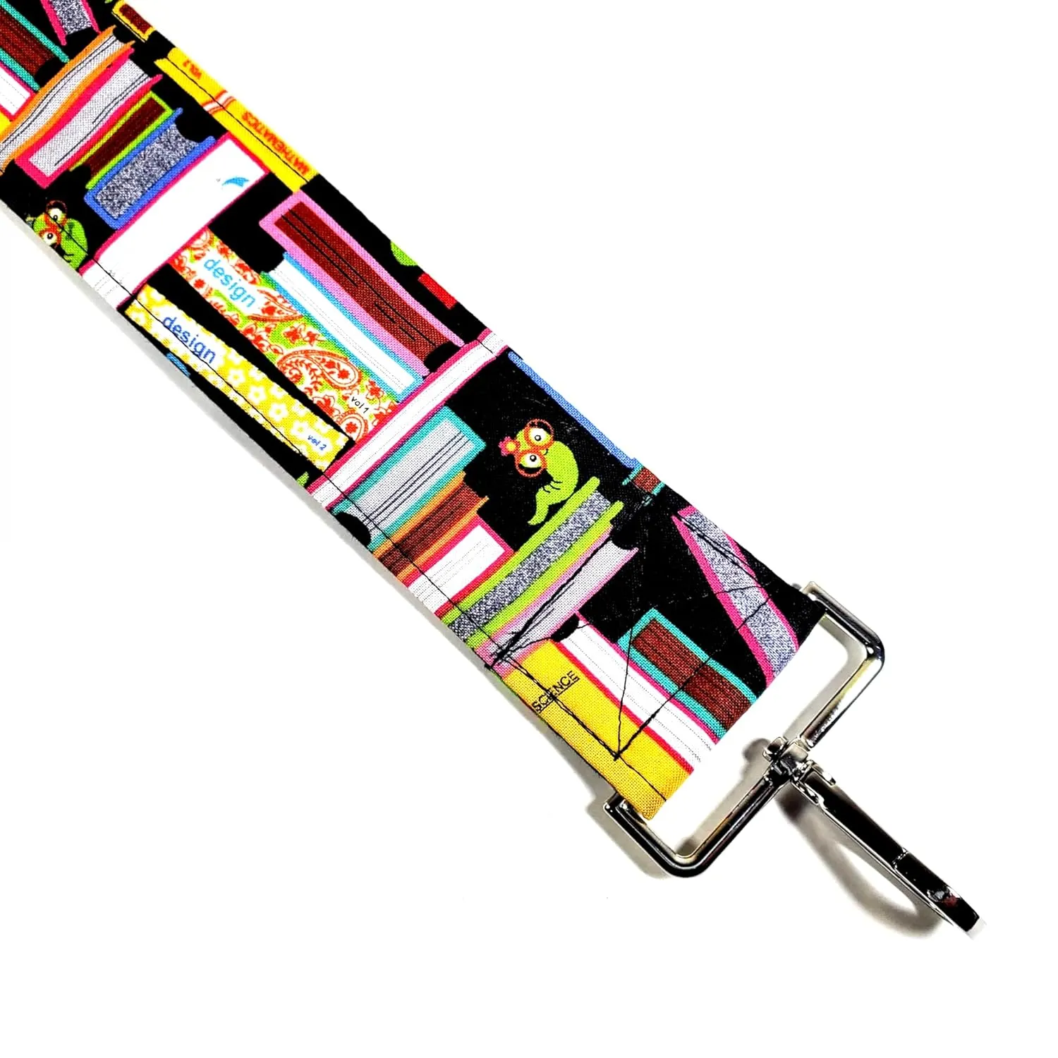 Book Guitar Style Bag Strap - Bookworm Books Cross Body Strap - Custom Hardware Color- Adjustable -Double Padded-Durable- (1.5" Width, Bronze)