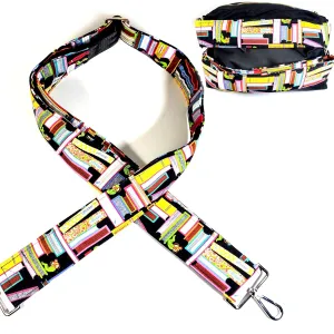 Book Guitar Style Bag Strap - Bookworm Books Cross Body Strap - Custom Hardware Color- Adjustable -Double Padded-Durable- (1.5" Width, Bronze)