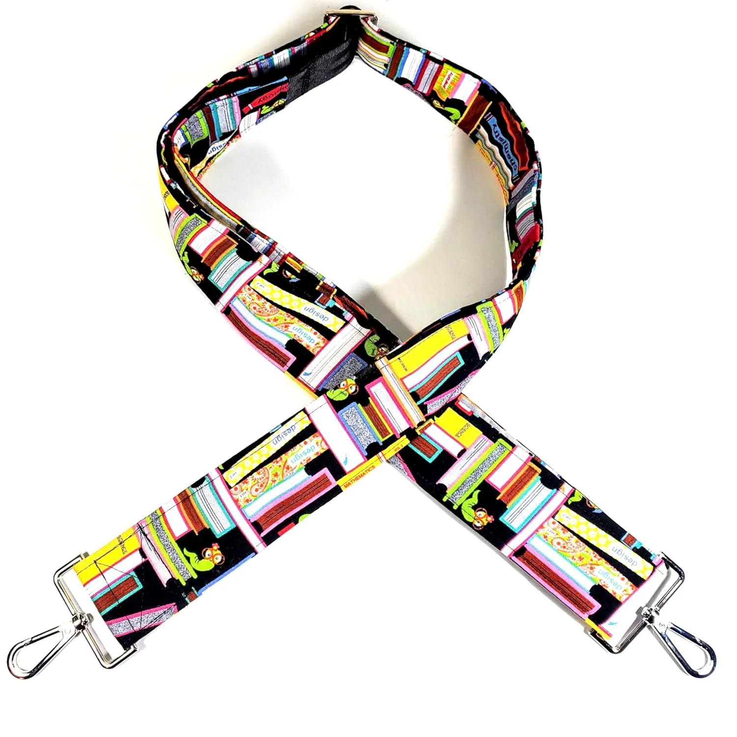 Book Guitar Style Bag Strap - Bookworm Books Cross Body Strap - Custom Hardware Color- Adjustable -Double Padded-Durable- (1.5" Width, Bronze)