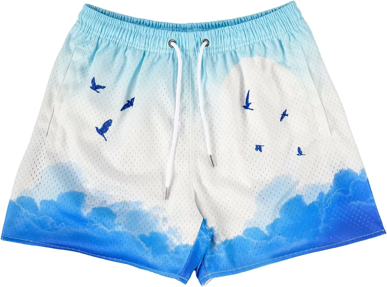 BOOMLEMON Mens Mesh Graphic Print Shorts Casual Fashion Cool Shorts Retro Active Gym Streetwear Short Pants