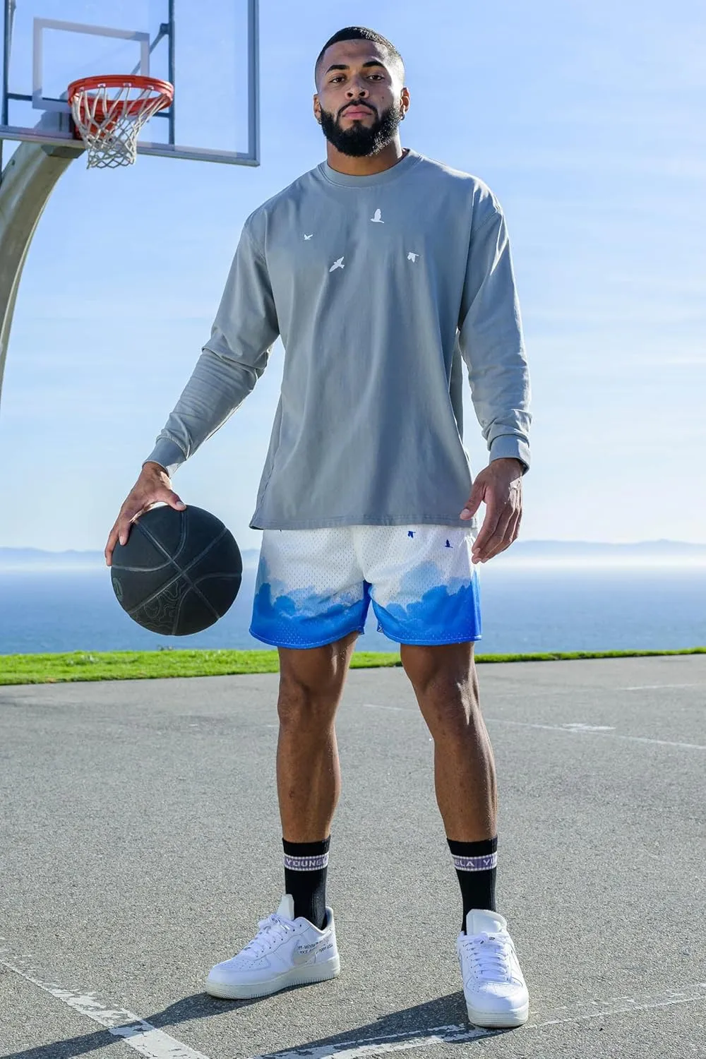 BOOMLEMON Mens Mesh Graphic Print Shorts Casual Fashion Cool Shorts Retro Active Gym Streetwear Short Pants