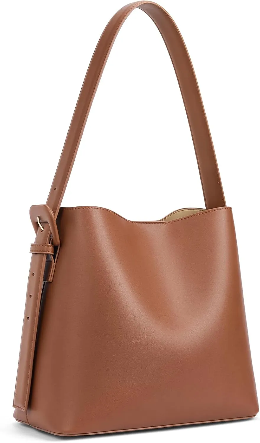 BOSTANTEN Bucket Bag Vegan Leather Shoulder Purses for Women Trendy Adjustable Strap