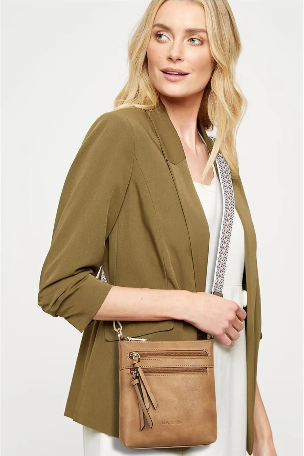 BOSTANTEN Crossbody Bags Purses for Women Trendy Soft Vegan Leather Shoulder Handbags with Adjustable Strap Zipper Pocket