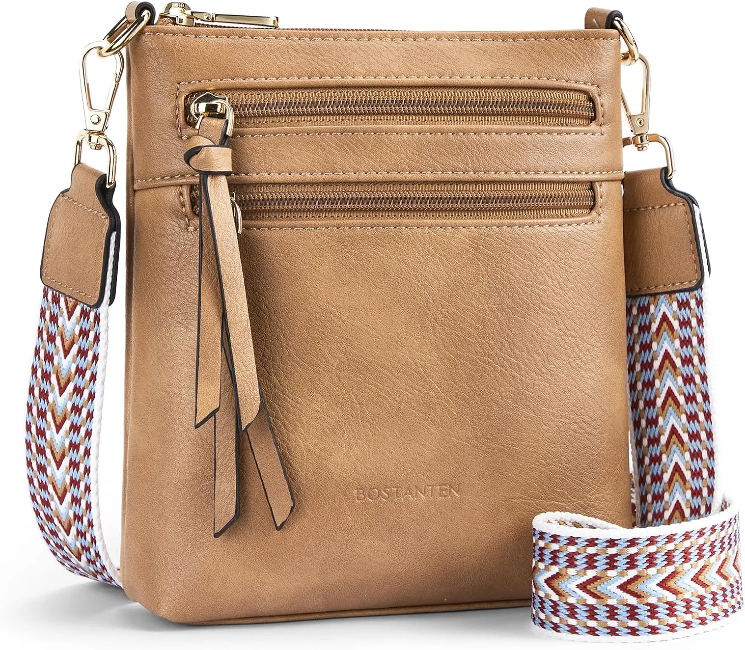 BOSTANTEN Crossbody Bags Purses for Women Trendy Soft Vegan Leather Shoulder Handbags with Adjustable Strap Zipper Pocket