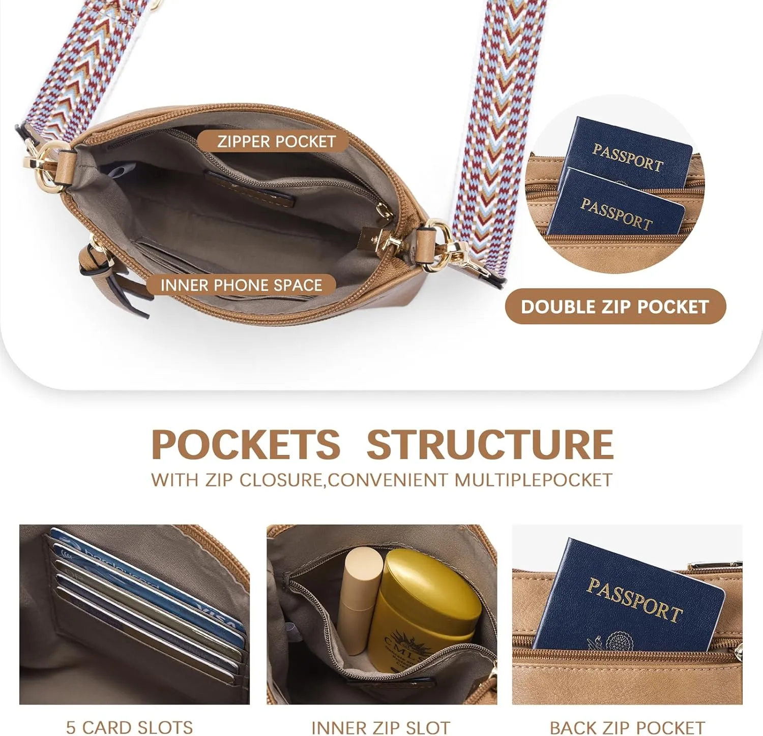 BOSTANTEN Crossbody Bags Purses for Women Trendy Soft Vegan Leather Shoulder Handbags with Adjustable Strap Zipper Pocket