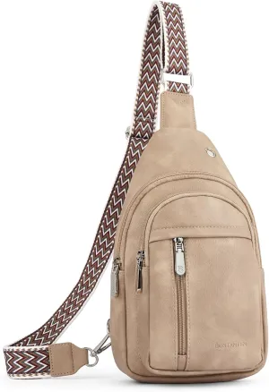 BOSTANTEN Sling Bag Cross Body Bag Trendy Leather Crossbody Purse Chest Bag with Adjustable Guitar Strap for Travel