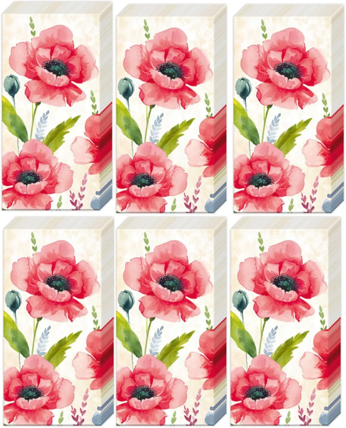 Boston International Bulk 4-Ply Floral Pocket Tissues, Bundle of 6 Packs of 10 Tissues (Mohana)