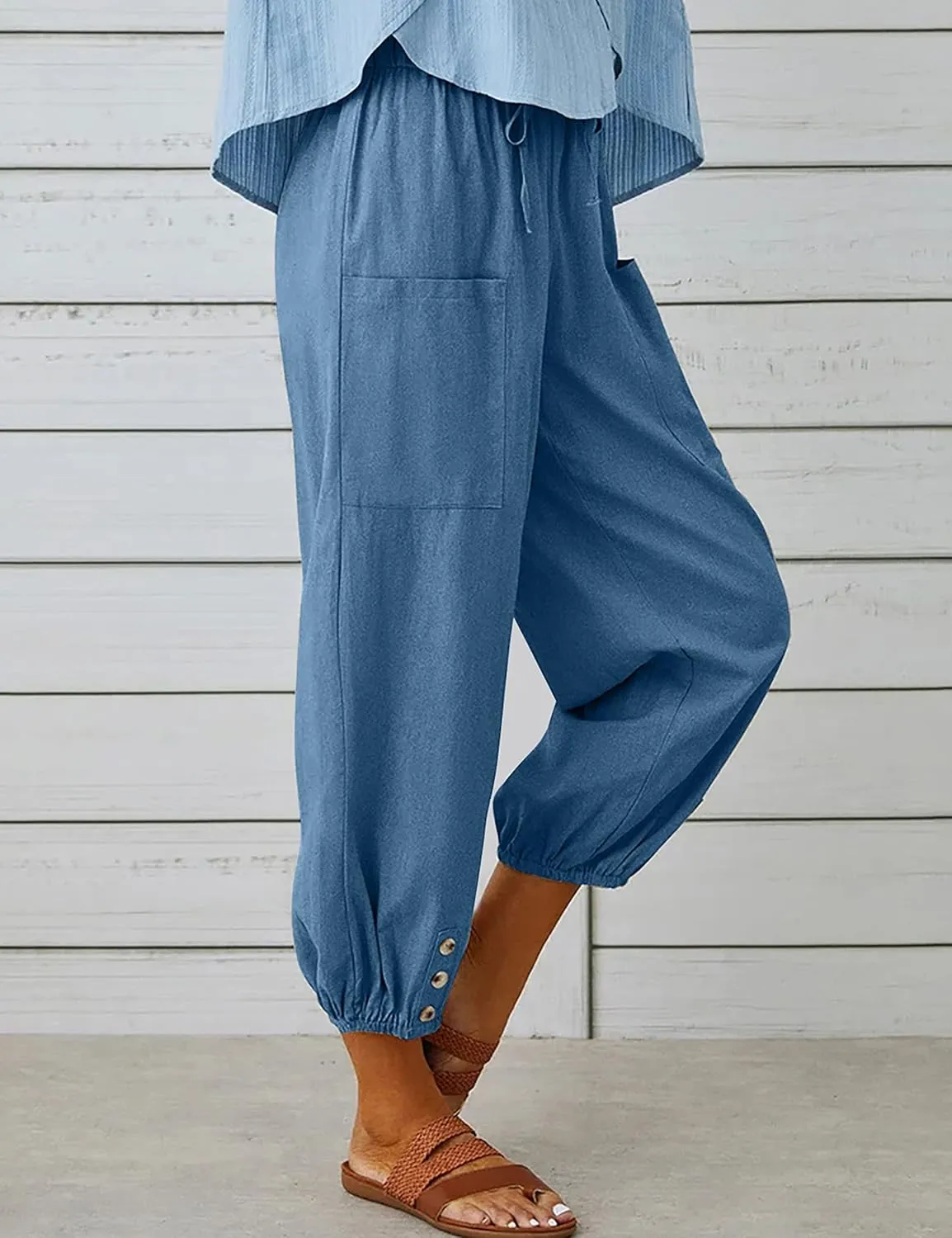 Bozanly Women's Casual Lantern Harem Loose Capris Pants Summer Yoga Slacks Trousers with Pockets