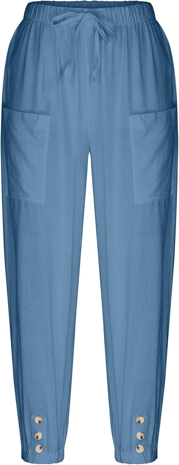 Bozanly Women's Casual Lantern Harem Loose Capris Pants Summer Yoga Slacks Trousers with Pockets