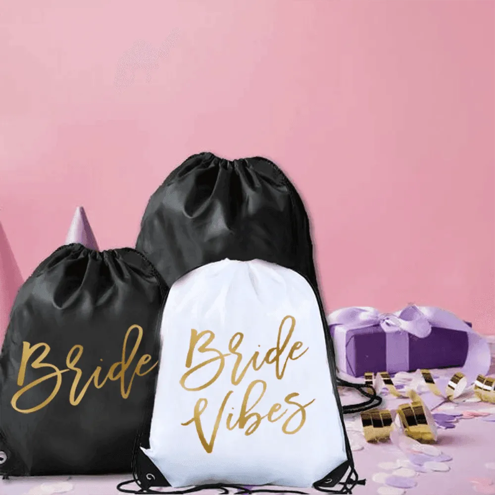 bride vibe drawstring bags