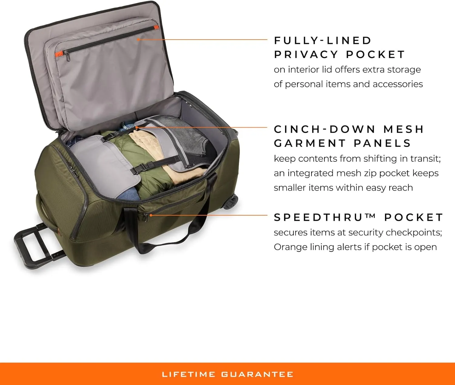 Briggs & Riley 27" Medium Upright Duffle - Checked Luggage for Travel, Suitcases with Wheels, Softside Rolling Bag for Men & Women, Self-Repairing Zipper - ZDX Collection, Hunter