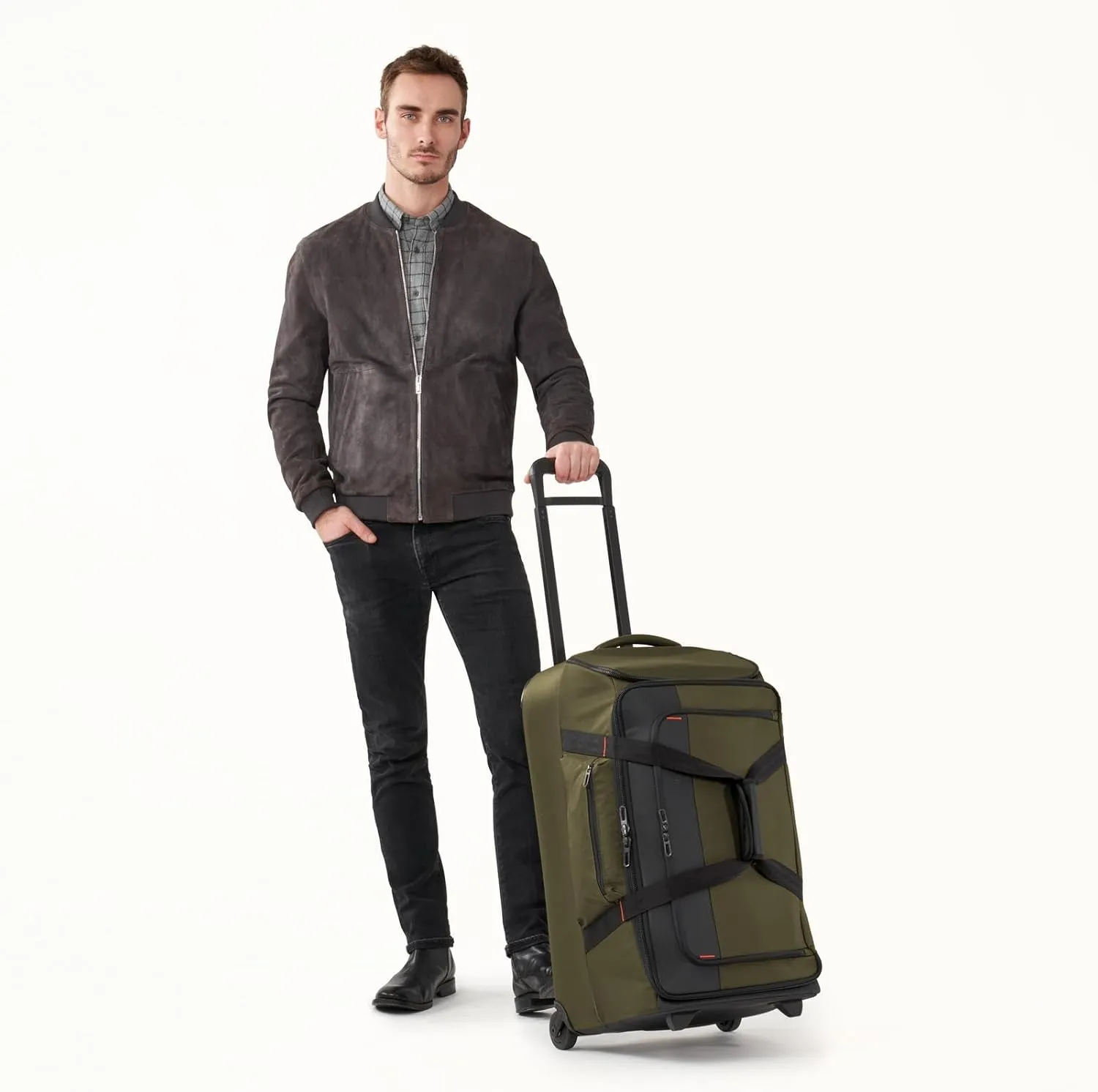 Briggs & Riley 27" Medium Upright Duffle - Checked Luggage for Travel, Suitcases with Wheels, Softside Rolling Bag for Men & Women, Self-Repairing Zipper - ZDX Collection, Hunter
