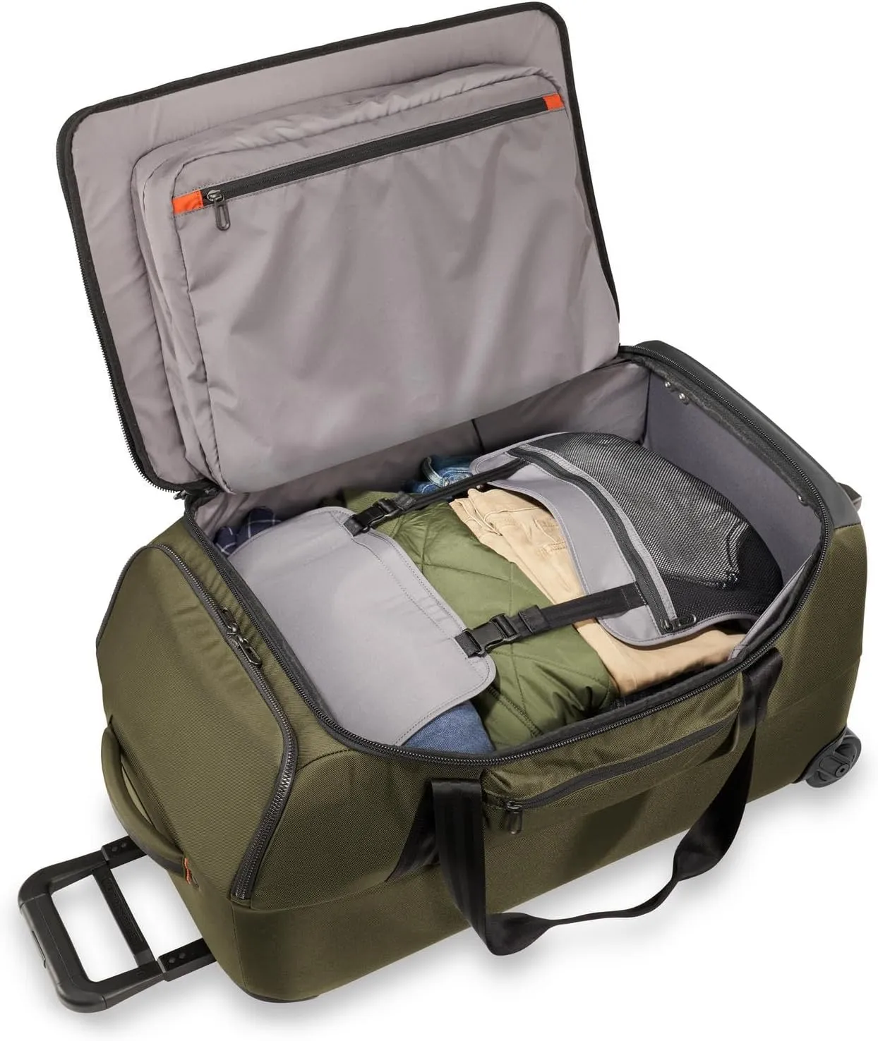 Briggs & Riley 27" Medium Upright Duffle - Checked Luggage for Travel, Suitcases with Wheels, Softside Rolling Bag for Men & Women, Self-Repairing Zipper - ZDX Collection, Hunter