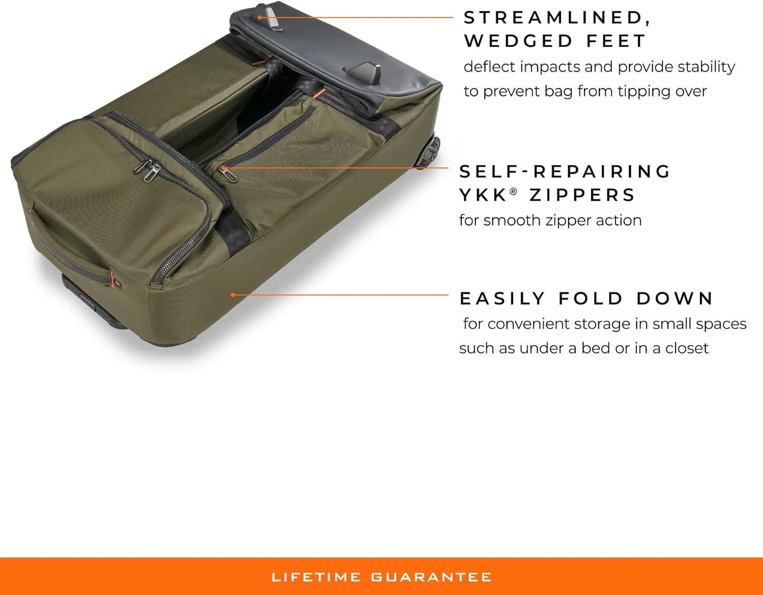 Briggs & Riley 27" Medium Upright Duffle - Checked Luggage for Travel, Suitcases with Wheels, Softside Rolling Bag for Men & Women, Self-Repairing Zipper - ZDX Collection, Hunter