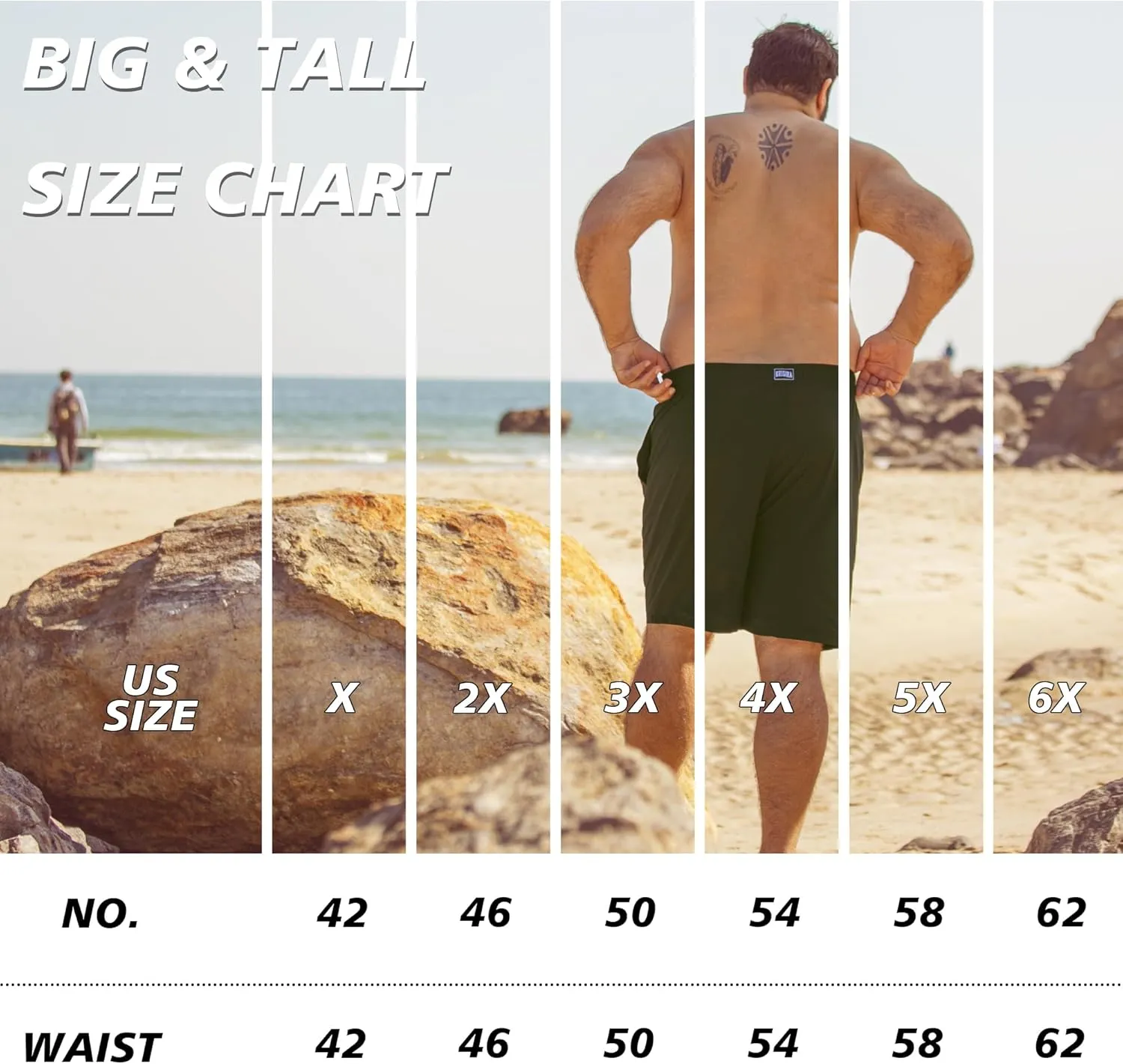 BRISIRA Big and Tall Mens Swim Trunks with Compression Liner Swimsuit Bathing Suit Swim Shorts Board Shorts Quick Dry 1X-6X