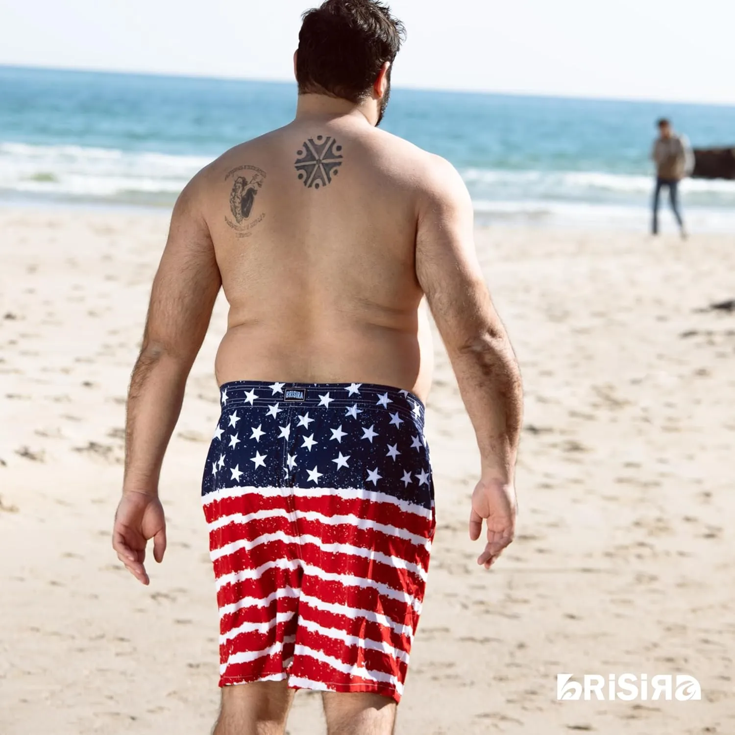 BRISIRA Big and Tall Mens Swim Trunks with Compression Liner Swimsuit Bathing Suit Swim Shorts Board Shorts Quick Dry 1X-6X