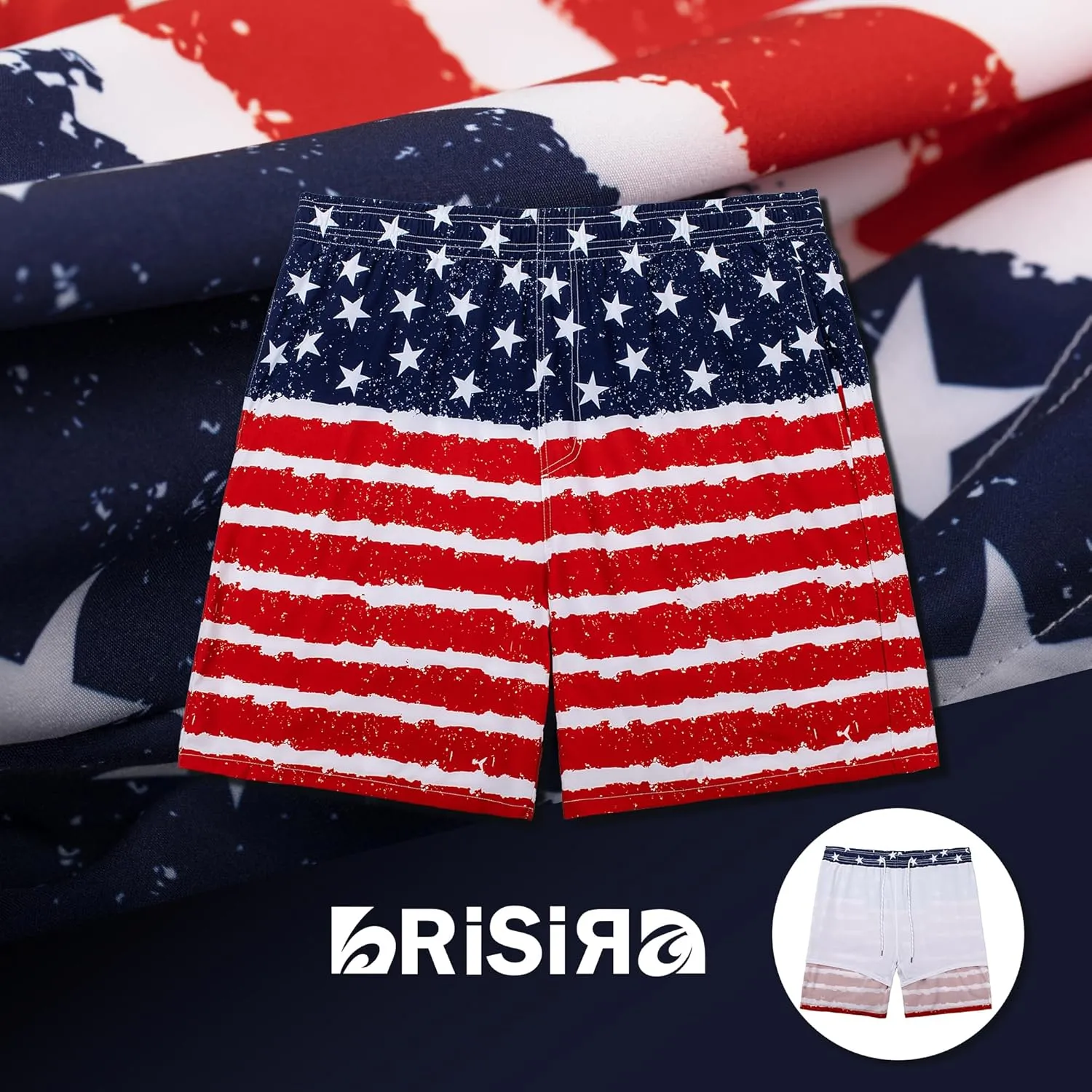 BRISIRA Big and Tall Mens Swim Trunks with Compression Liner Swimsuit Bathing Suit Swim Shorts Board Shorts Quick Dry 1X-6X