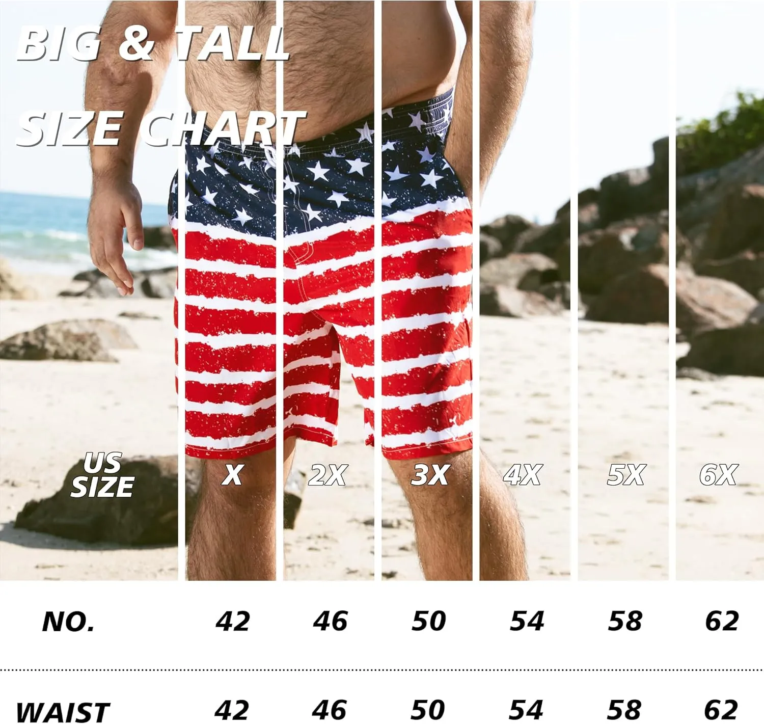 BRISIRA Big and Tall Mens Swim Trunks with Compression Liner Swimsuit Bathing Suit Swim Shorts Board Shorts Quick Dry 1X-6X