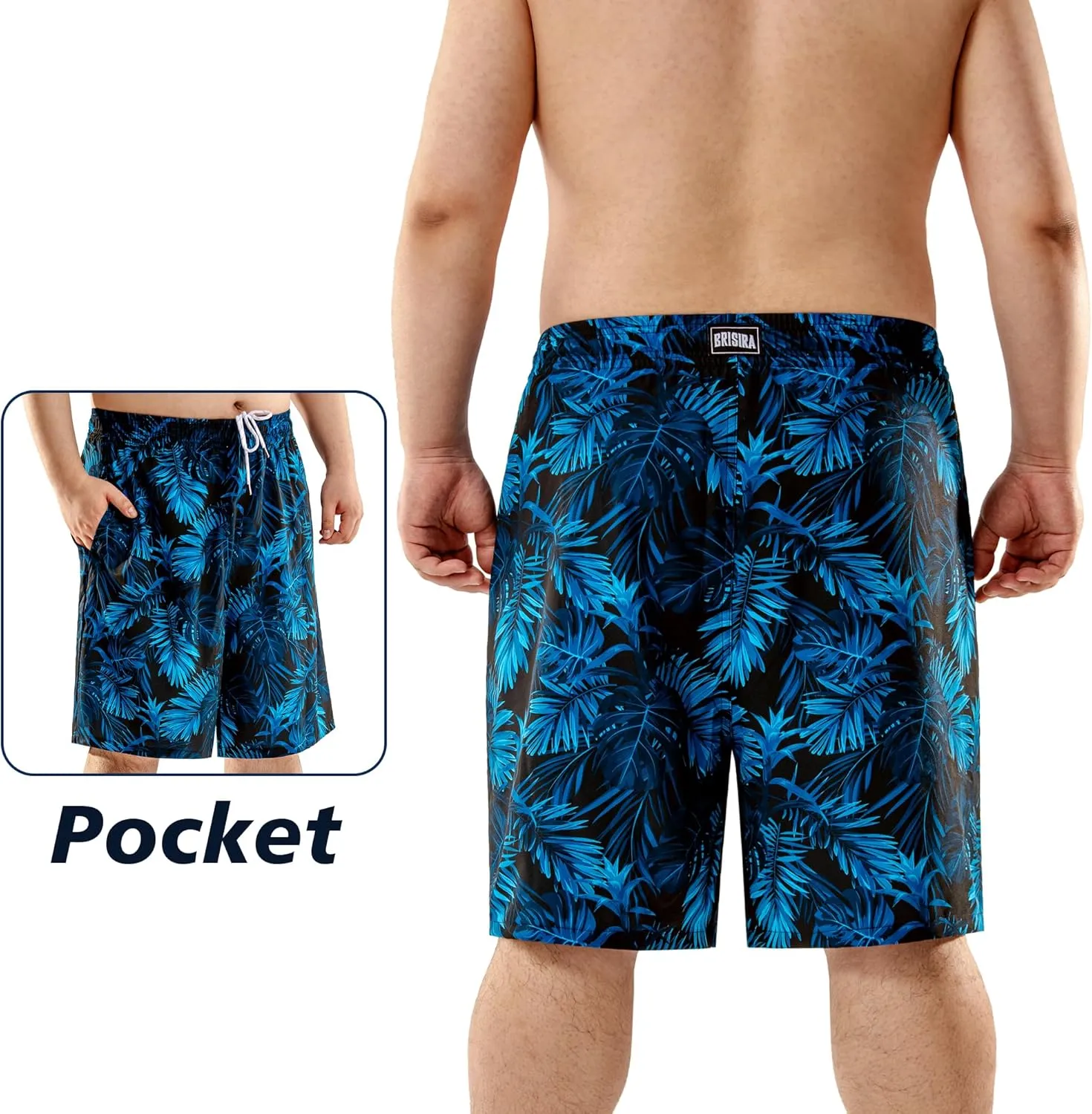 BRISIRA Big and Tall Swim Trunks for Men Compression Liner Bathing Suit with Pockets Swimsuit Beach Shorts Quick Dry 1X-6X